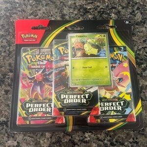 Pokemon Mega Evolution Perfect Order Blister Pack with Green Chikorita Card